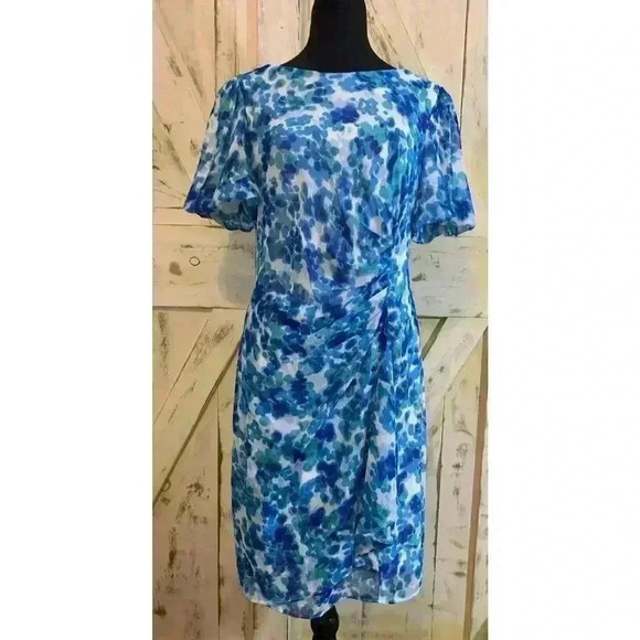 Dkny Dresses & Skirts - DKNY Women’s Printed Floral Chiffon Boat Neck Sheath Wrap Dress Size‎ 10